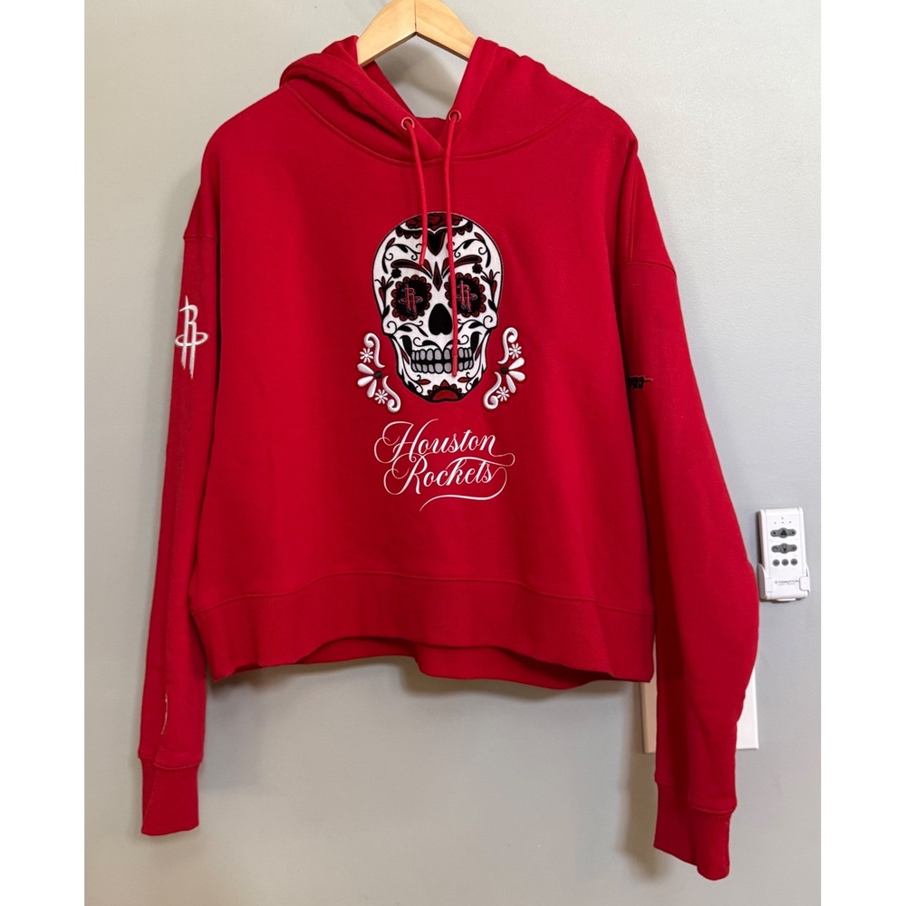 Pro Standard Houston Rockets Sugar Skull Cropped Hoodie Red Womens XL BHRC516196